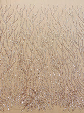 Dantela Couture Auriu Rose cu Siraguri, cu Margele si Paiete